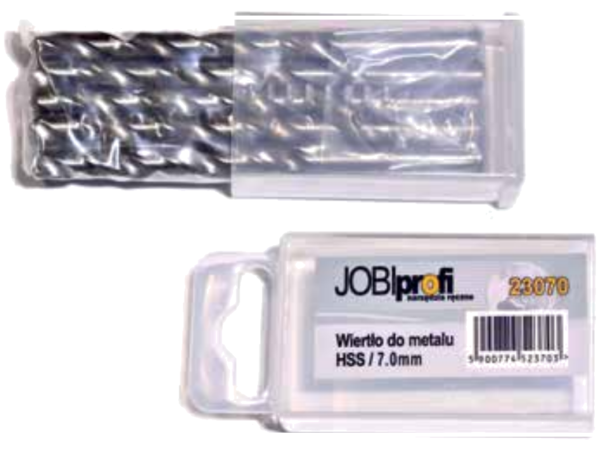 Wiertło do metalu HSS Jobiprofi, plastikowe pudełko, kąt wierzchołkowy 118